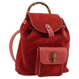 Zaino GUCCI Bamboo Scamoso Rosso Oro 003 1956 0030 Auth 179385