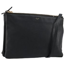 Céline Borsa a tracolla CELINE Trio in pelle nera e oro Auth 180834