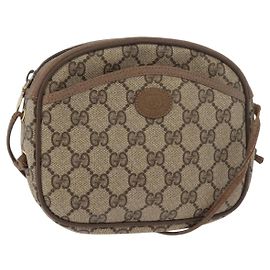 Borsa a tracolla GUCCI GG Supreme PVC Beige Oro 116 02 606 Auth BA12707