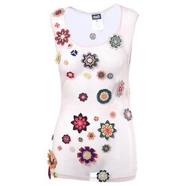 Top in mesh trasparente con applicazioni floreali Dolce & Gabbana Y2K