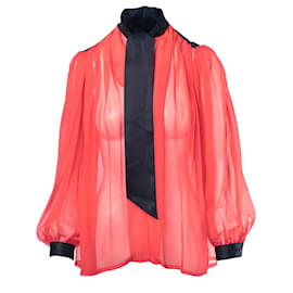 Blouse en soie transparente vintage Rive Gauche avec nœud lavallière Yves Saint Laurent