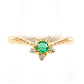 Autre Marque 18K Gelbgold-Ring mit Smaragd und Diamant