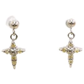 Autre Marque Orecchini a lobo in oro bianco 18K con diamanti gialli
