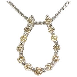 Autre Marque Collana in oro bianco 18K con diamante marrone