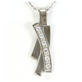 Autre Marque Collar de oro blanco de 18K con circonita cúbica