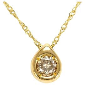 Autre Marque Collar de oro amarillo de 18K con diamante marrón