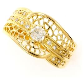 Autre Marque Anillo de banda en oro amarillo de 18K y diamantes