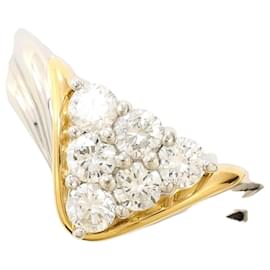 Autre Marque Bague anneau en or jaune 18K et platine avec diamant
