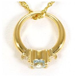 Autre Marque 18K Gelbgoldhalskette mit Aquamarin und Diamant