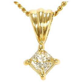 Autre Marque 18K Gelbgoldhalskette mit Diamantanhänger