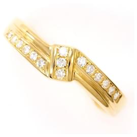 18K Yellow Gold Band Ring with Diamond - Autre Marque