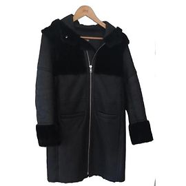 Giacca Maje in pelle e finta pelliccia nera