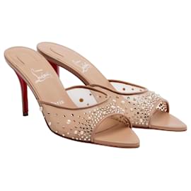 Christian Louboutin Mules Miss Z Degrastrass Perla in mesh e cristalli