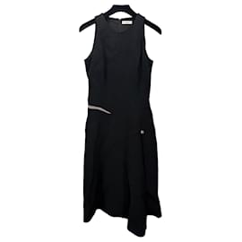 Thierry Mugler Mugler Vestido preto assimétrico com detalhe de botão