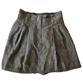 Brunello Cucinelli Falda de lino gris