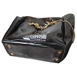 Just Cavalli Transparenter Shopper Schwarz mit Leoparden-Clutch