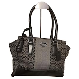 Borsa Coach Signature monogram in tela rivestita - Nero