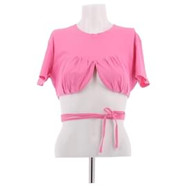 Top crop Jacquemus de jersey de algodón rosa