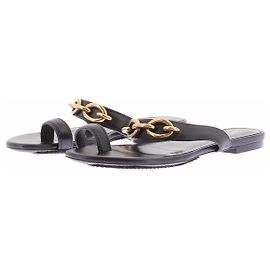 Sandali Saint Laurent in pelle nera con tacco block
