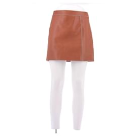 Falda de cuero marrón Hermès