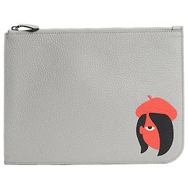 Moynat Pochette in pelle con zip grigia