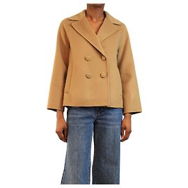 Weekend Max Mara Doppelreihiger Wollmantel in Camel - Größe UK 2