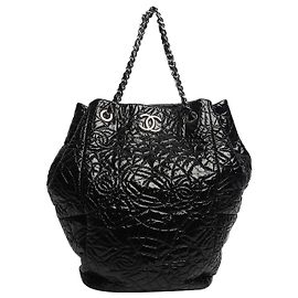 Chanel Borsa tote trapuntata in pelle verniciata nera 2008