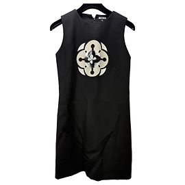 Autre Marque Holly Fulton Abito in Lana Nero con Decoro