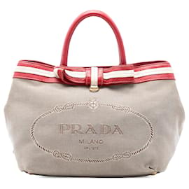 Prada Beige Canvas Canapa Logo Tote