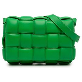 Borsa a tracolla Bottega Veneta Cassette in nappa verde intrecciata imbottita