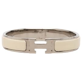 Bracciale Hermès Clic H in smalto bianco stretto PM