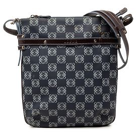 LOEWE Borsa a tracolla in tela rivestita Blue Anagram