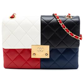 Chanel Black Quilted Lambskin Colorblock Pagoda Flap