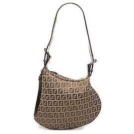 Bolsa de Ombro Fendi Beige Zucchino Oyster