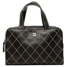 Borsa Chanel Black CC Lambskin Wild Stitch