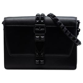 Prada Black Saffiano Trimmed Studded City Calf Elektra Crossbody