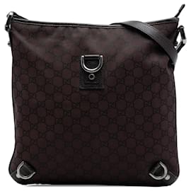 Gucci Borsa a tracolla Abbey D Ring in nylon GG marrone