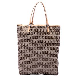 Fendi Zucchino Canvas Tote in Beige