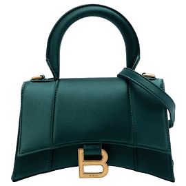 Borsa Balenciaga Hourglass in raso verde XS