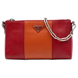 Borsa a tracolla Prada Red Bicolor Saffiano Lux
