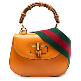 Borsa Gucci Orange Mini in pelle di vitello Web 1947 con manico in bambù