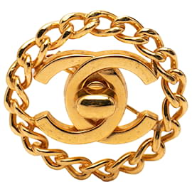 Spilla a catena Chanel Gold Gold Plated CC Turnlock