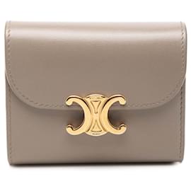 Celine Brown Shiny Calfskin Triomphe Flap Small Wallet - Céline