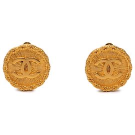 Boucles d'oreilles Chanel Gold CC plaquées or rondes à clip