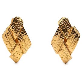 Brincos de pressão Chanel Gold Gold Plated Logo Diamond
