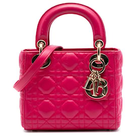 Lady Dior mini in agnello cannage rosa di Dior
