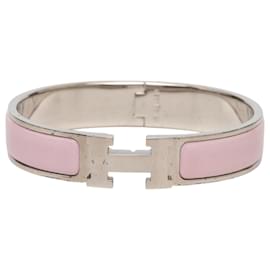 Hermès Pink Narrow Enamel Clic H Bracelet PM