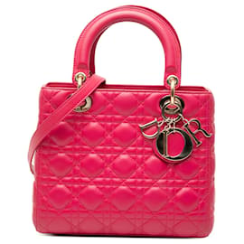 Lady Dior in agnello cannage rosa, misura Medium