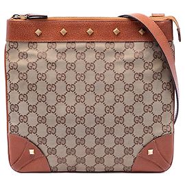 Gucci Beige GG Canvas Nailhead Crossbody
