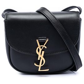 Saint Laurent Kaia Umhängetasche aus schwarzem Leder mit Monogramm, klein
